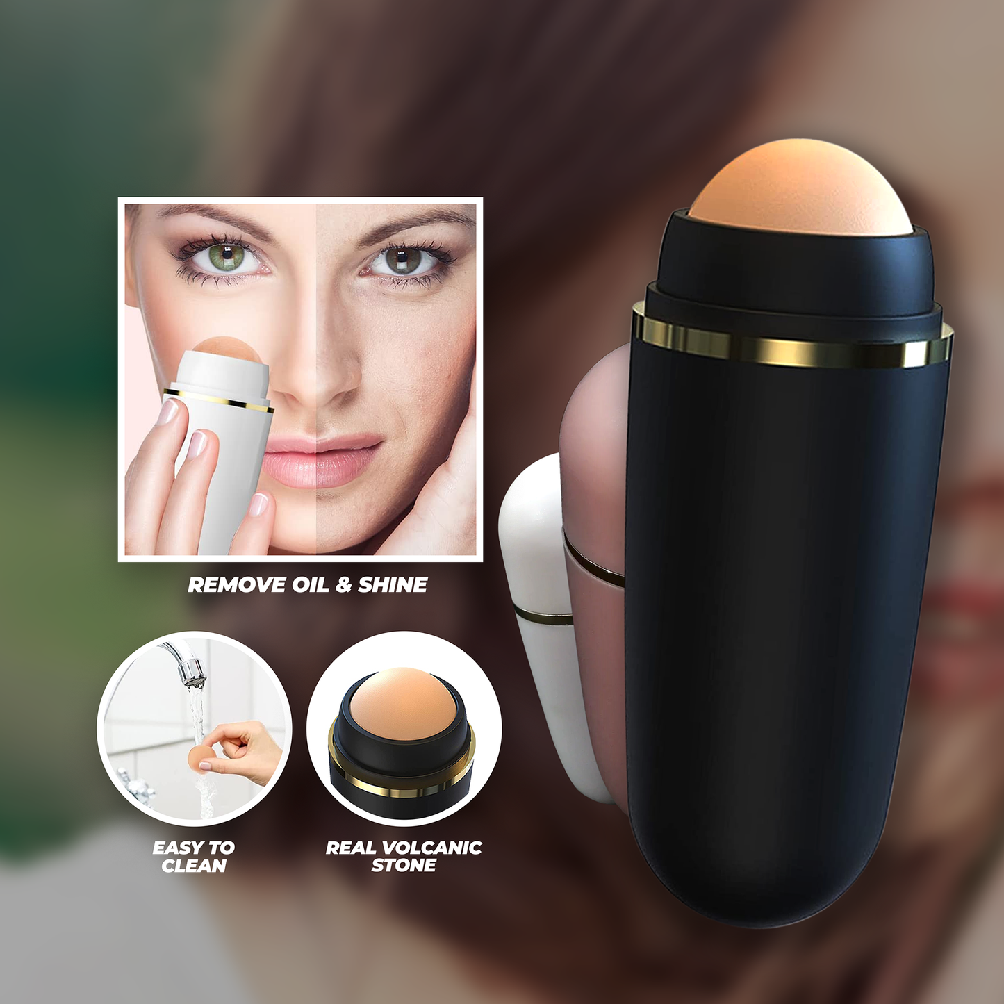 Facial Oil Absorbing Roller Natural Volcanic Stone Face