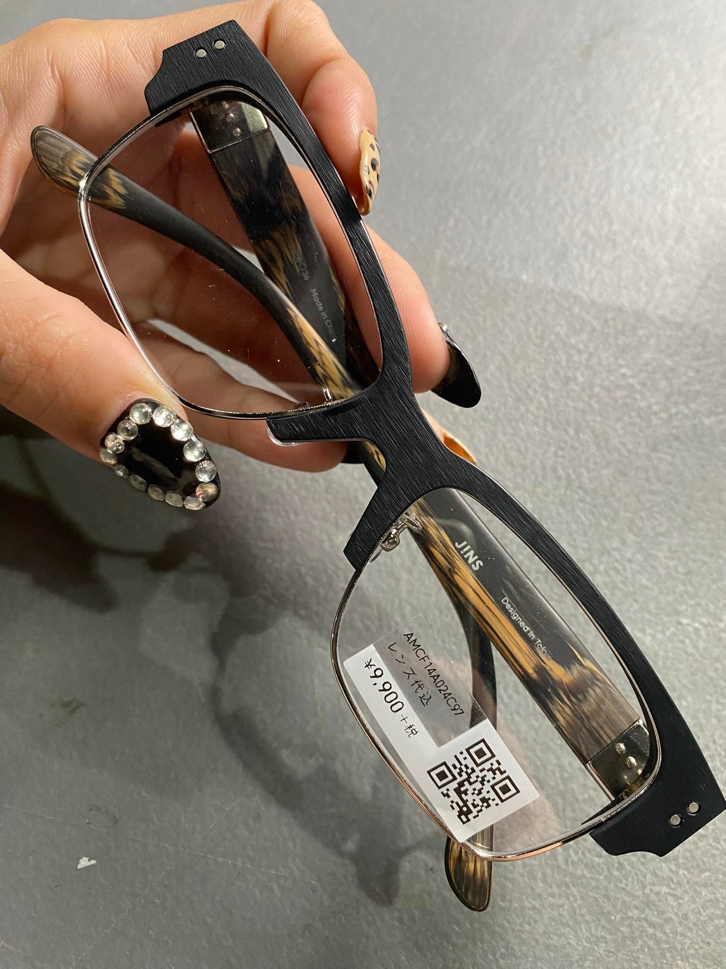 Plastic Frame JINS Matt Black/Brown (AMMF14A261B94) Eyeglass