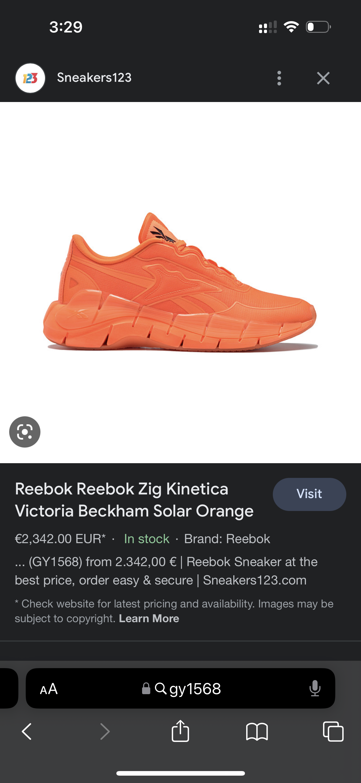 Reebok Orange Rubber Shoes ZIG VB Unisex (GY1568) - Phase-out Model