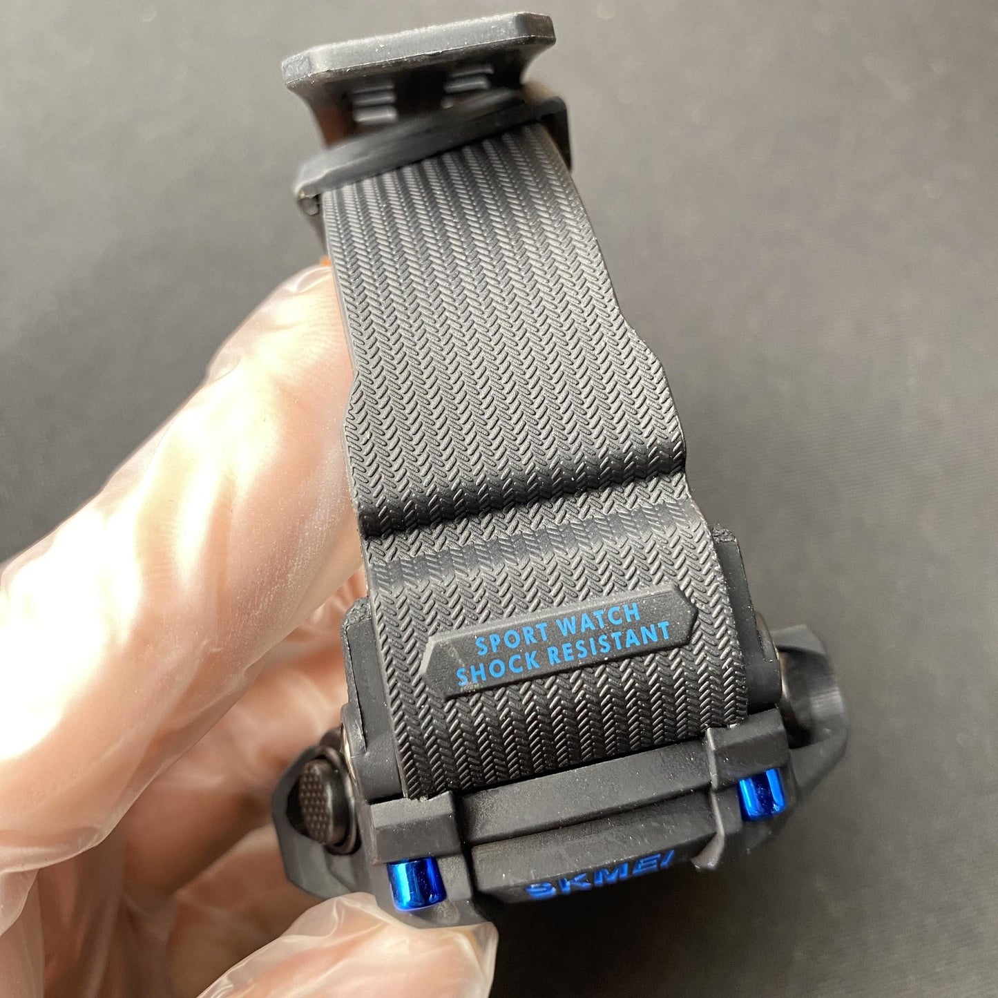 Skmei Rubber Chronograph Big Watch W/Metal Box - Black/Blue