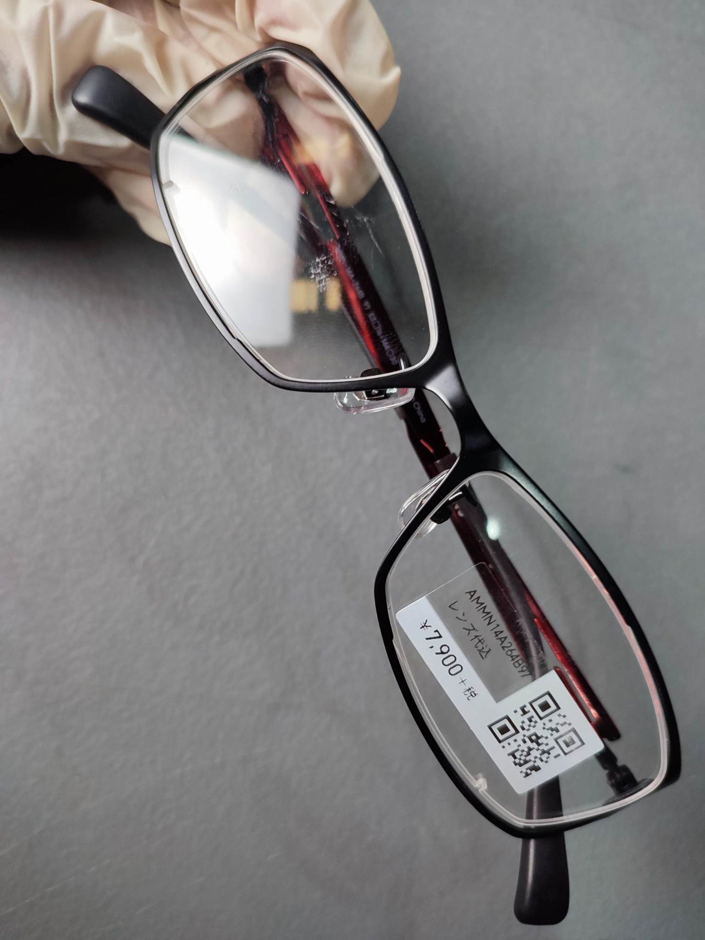 Plastic/Metal Frame JINS Matte Black/Red (AMMN14A264B97) Eyeglass