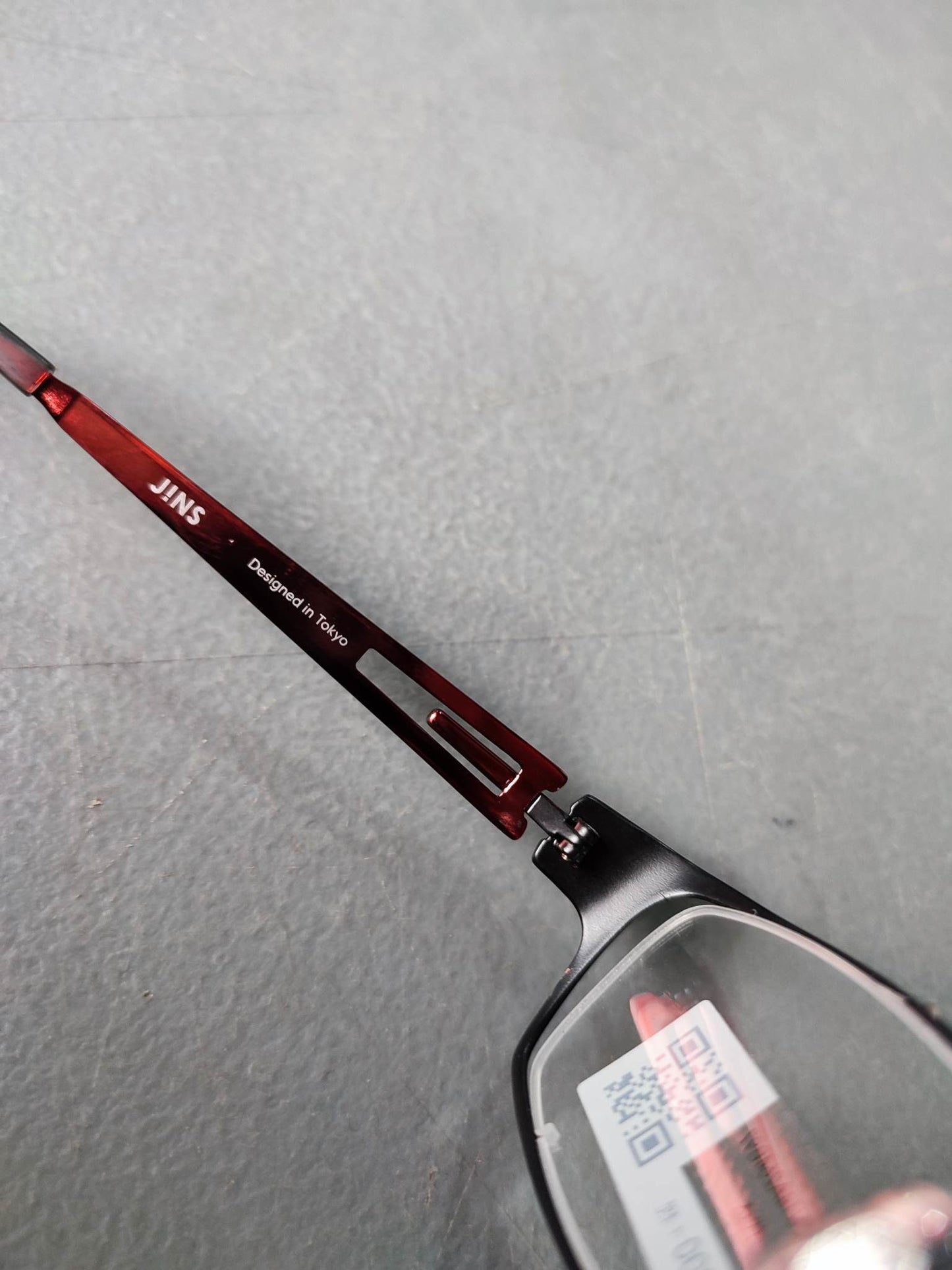 Plastic/Metal Frame JINS Matte Black/Red (AMMN14A264B97) Eyeglass