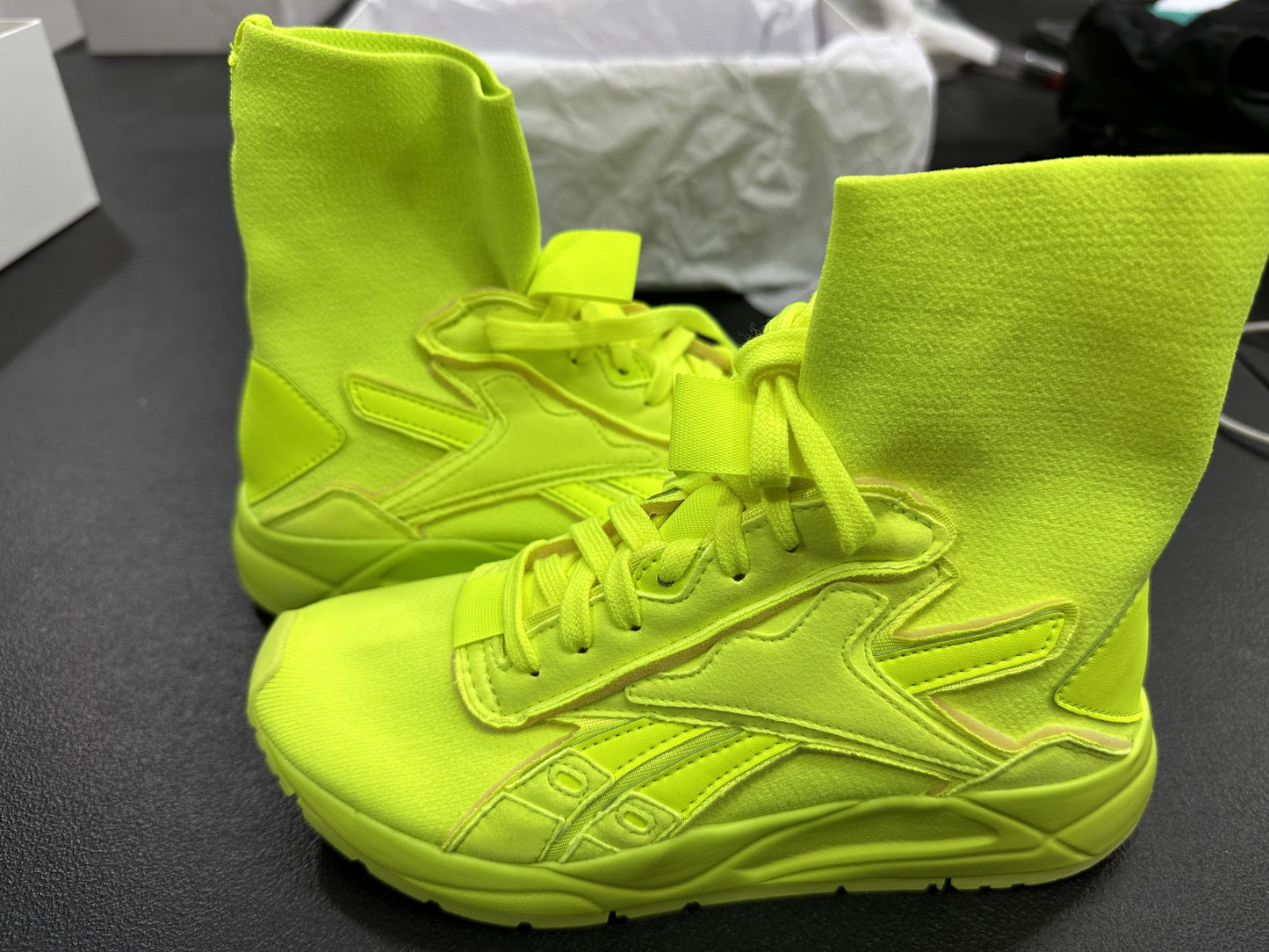 Reebok Yellow Green High Rubber Shoes BOLTON SOCK VB Unisex (FU7522) - Phase-out Model