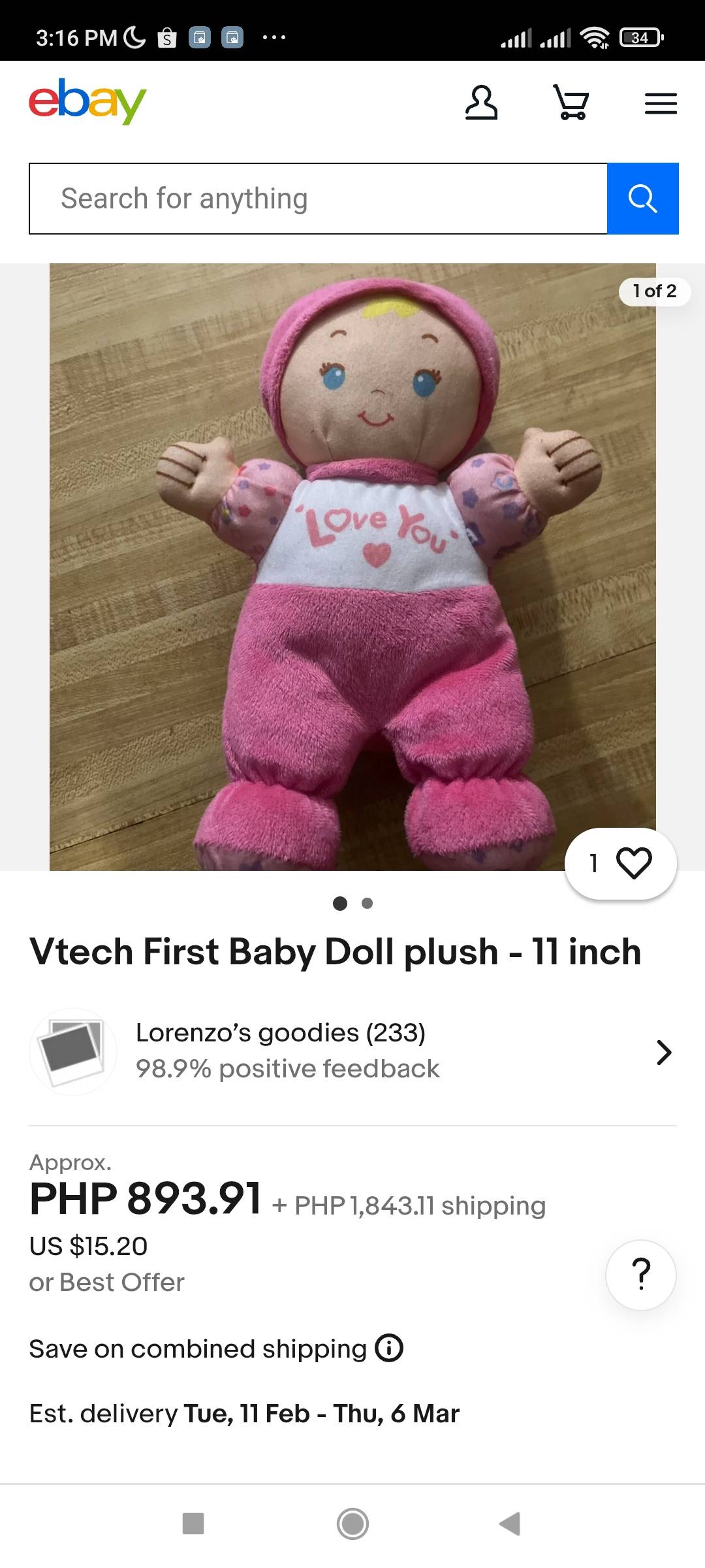 Vtech Little Love Stuffed Toy