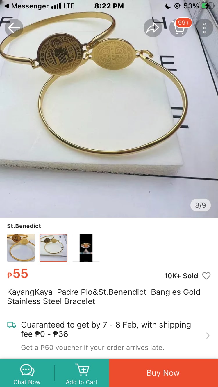 Religious Stainless Steel Gold Bangle Bracelet
