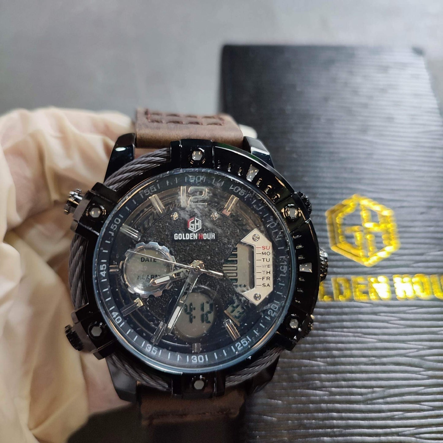 Golden Hour 120 Military Watch 30m Water Resistant Dual Time Mens Watch