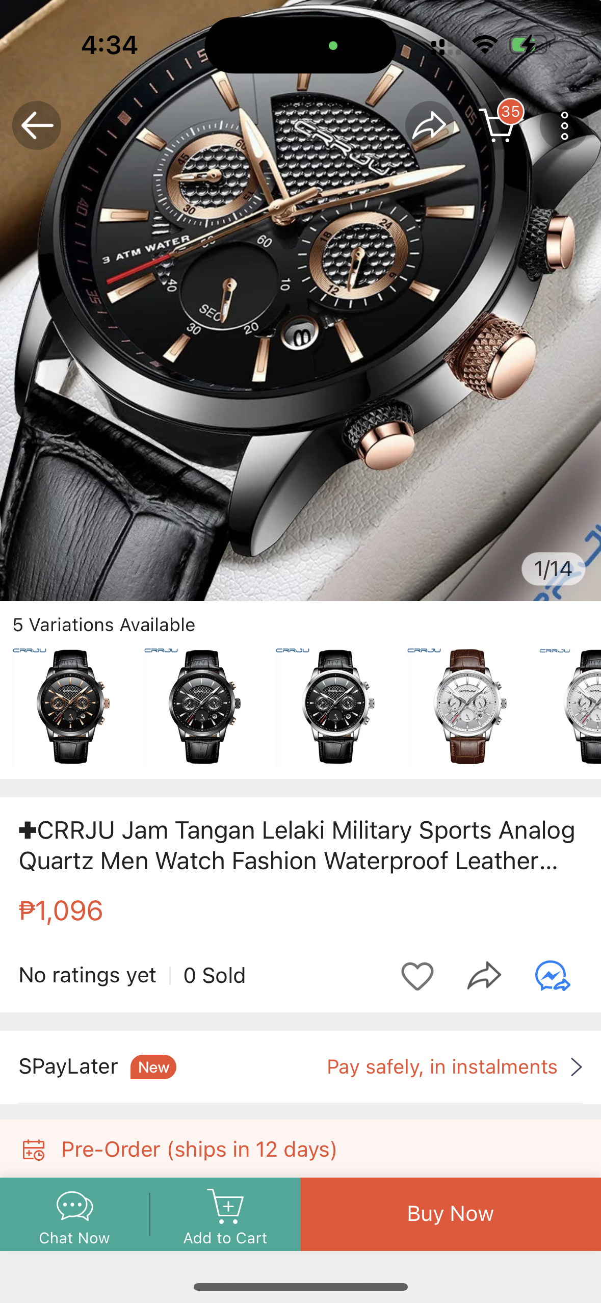 Men 's Watches 30M Waterproof CRRJU Sport Military Army Chronograph Qu
