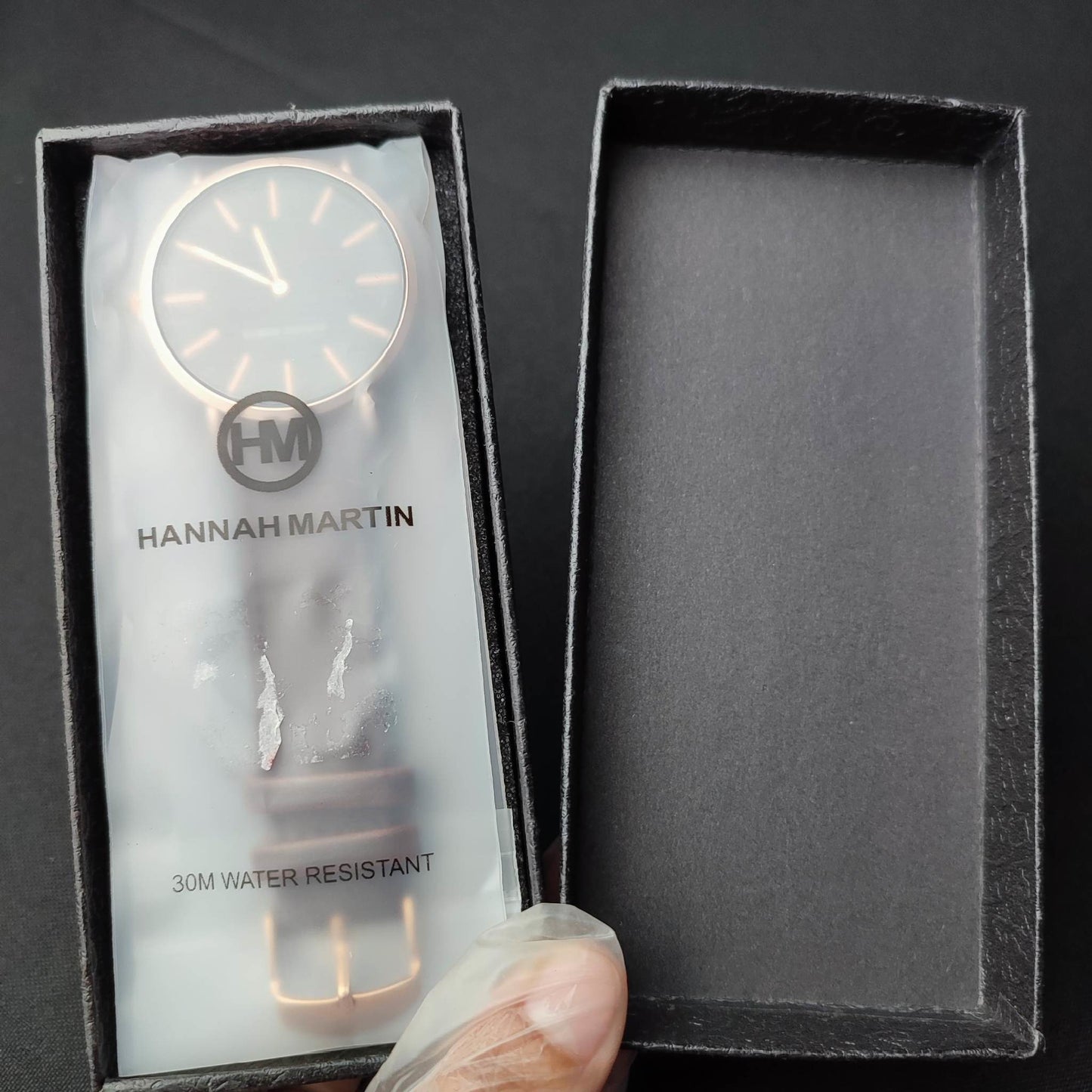 Hannah Martin Leather Watch W/Box - Brown Strap