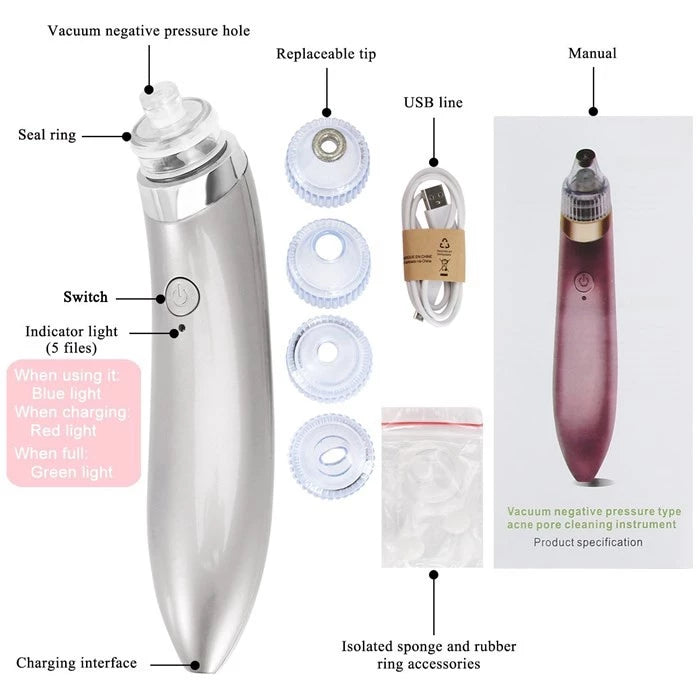 Beatiful Skin Care Expert Acne Blackhead Suction Pore Cleaner JB-8620