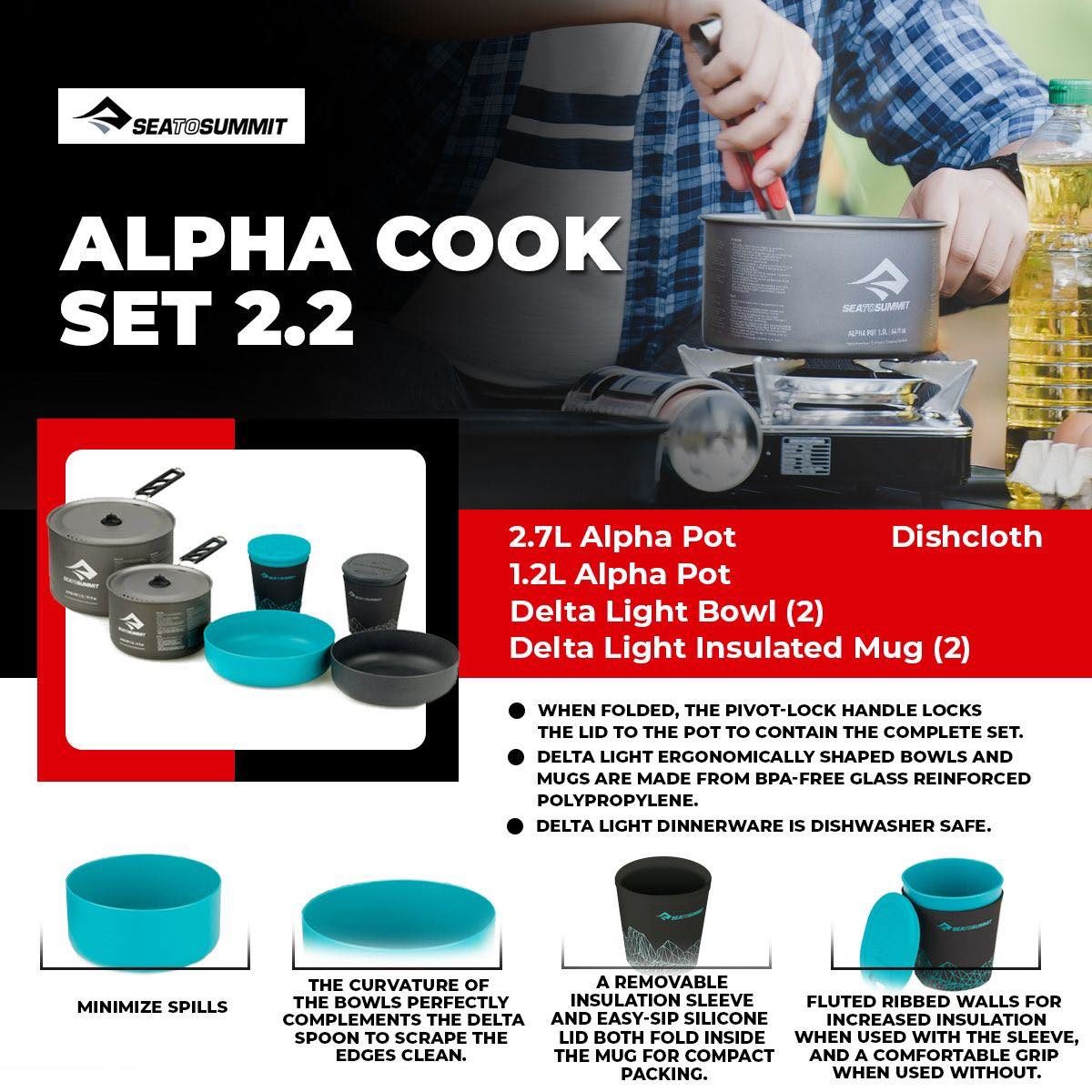 Sea to Summit Alpha Cookset Camping Cookware - International Mall Pull-out