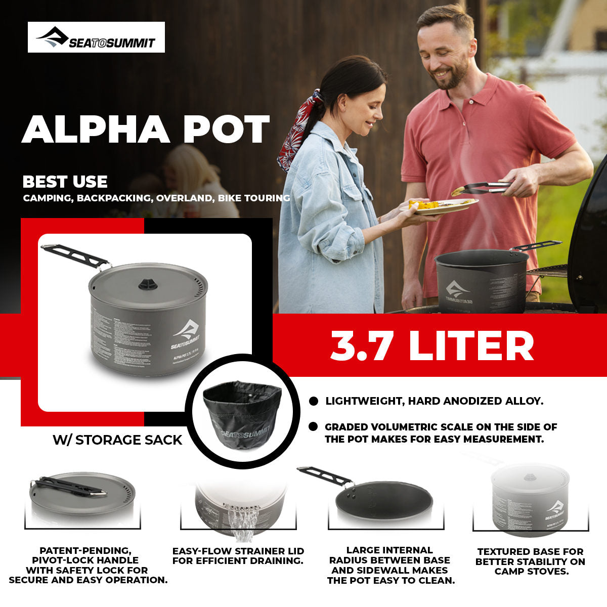 Sea to Summit Alpha Pot Camping Cookware - International Mall Pull-out