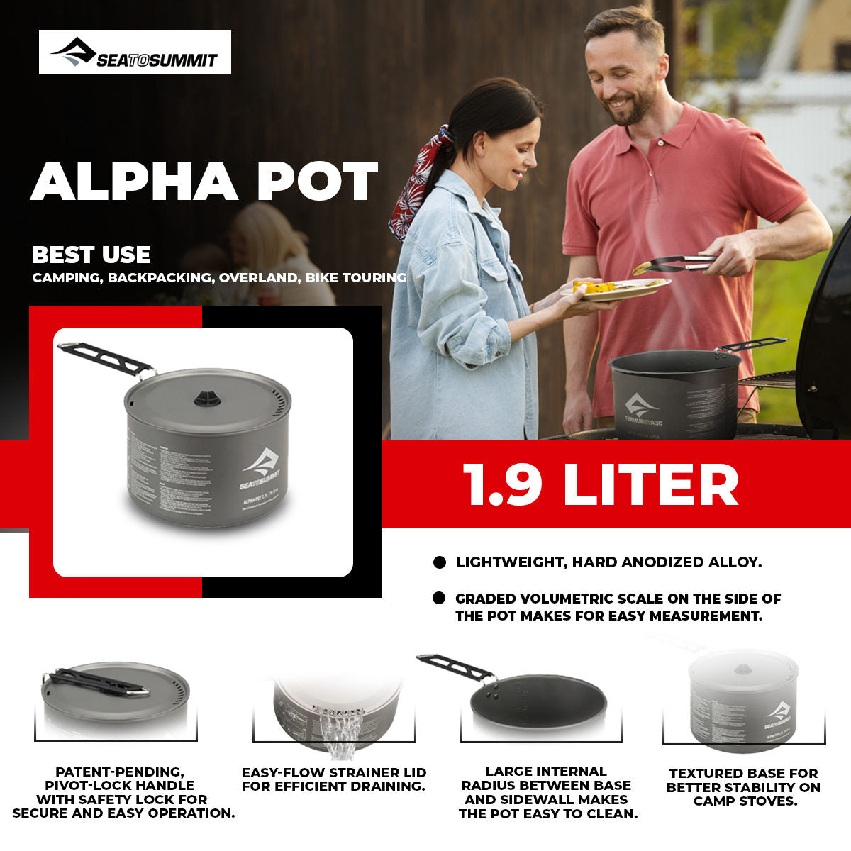 Sea to Summit Alpha Pot Camping Cookware - International Mall Pull-out