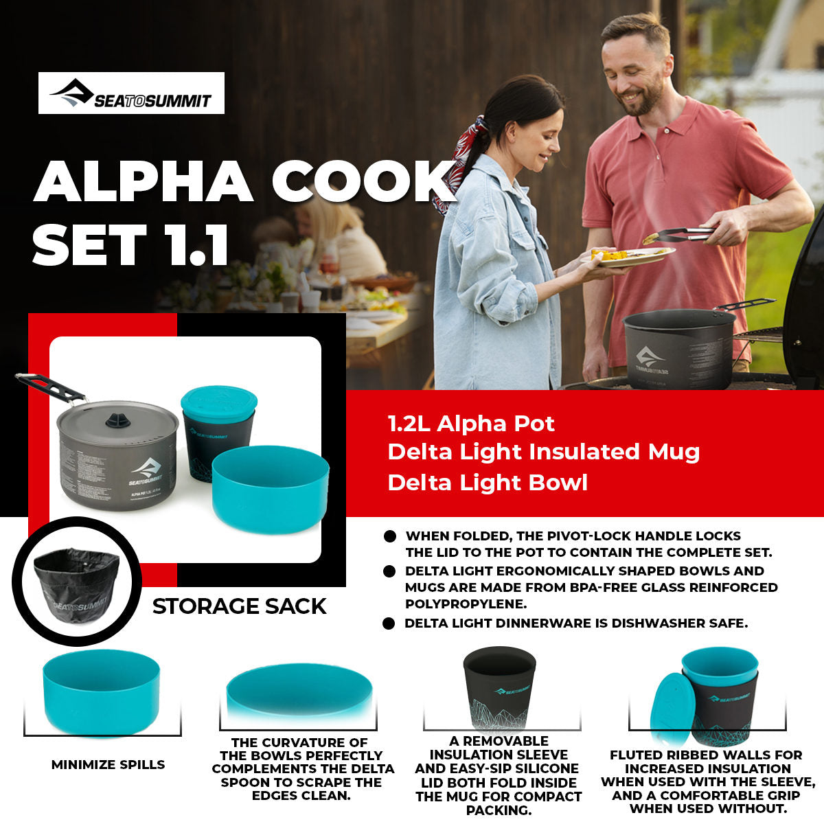 Sea to Summit Alpha Cookset Camping Cookware - International Mall Pull-out