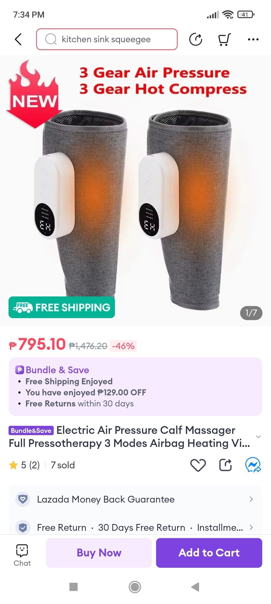 K-2009 Leg Massager Portable Calf Pneumatic Massager One Leg- Grey