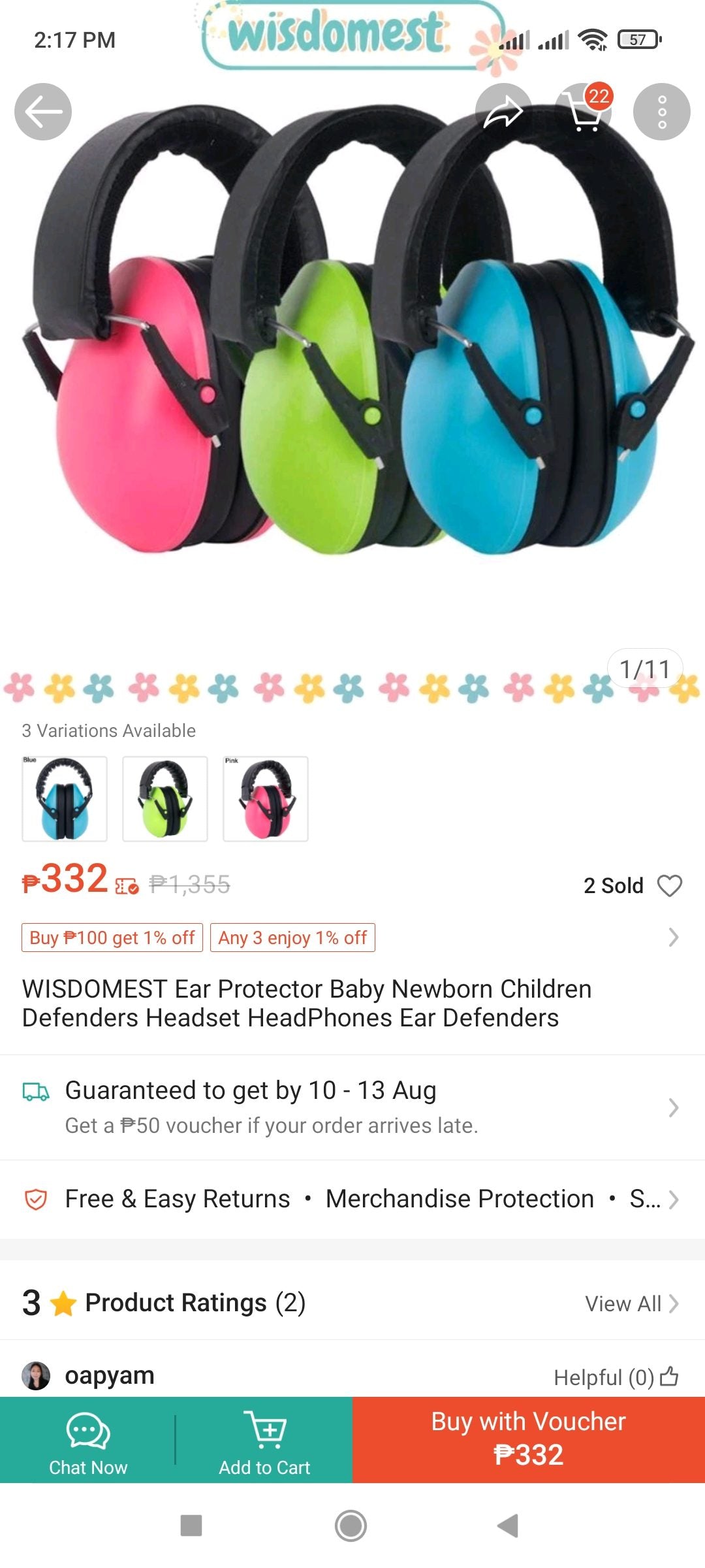 Happy Baby Earmuff + Free protect & Go bag - Green