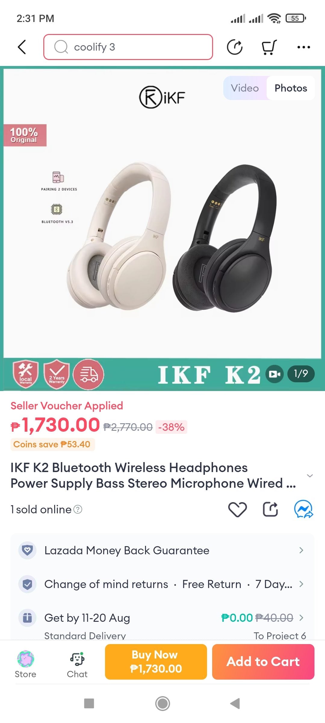 iKF-K2 v5.3 True Wireless Head-mounted Bluetooth Headset - Black