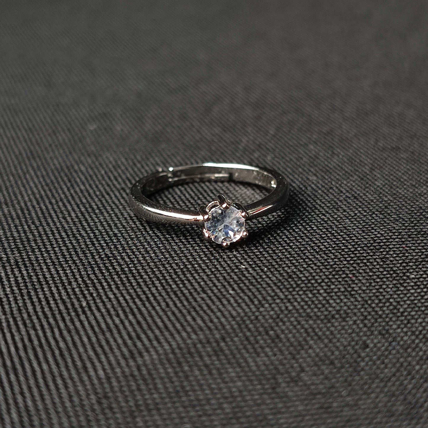 Adjustable Silver Ring for Women (Center Stone 6-Prong Crown Design)