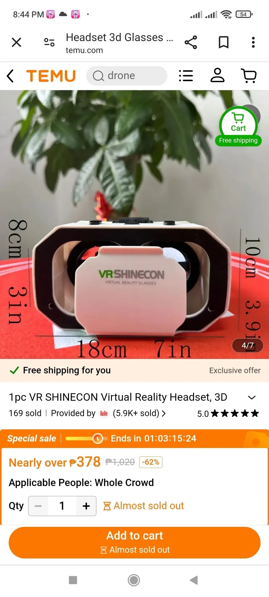 G05 VR Shinecon Virtual Reality Glasses- White