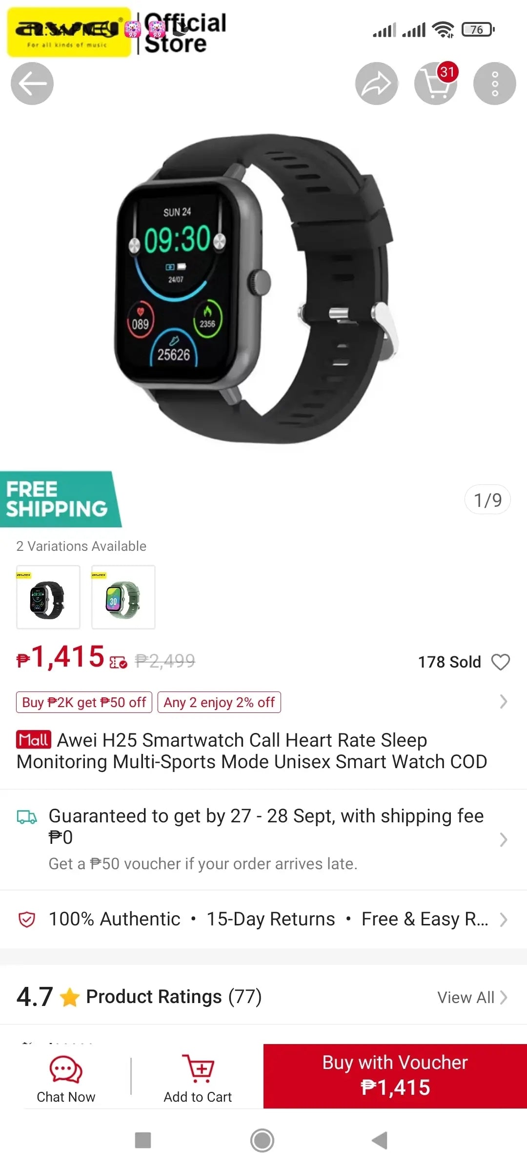 ZL54C Smart Watch Healt Support 1 Strap - Pink