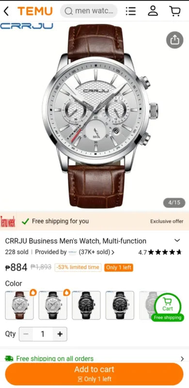 (XHSSX)Men's Watches 30M Waterproof CRRJU Sport Military Army Chronograph Qu