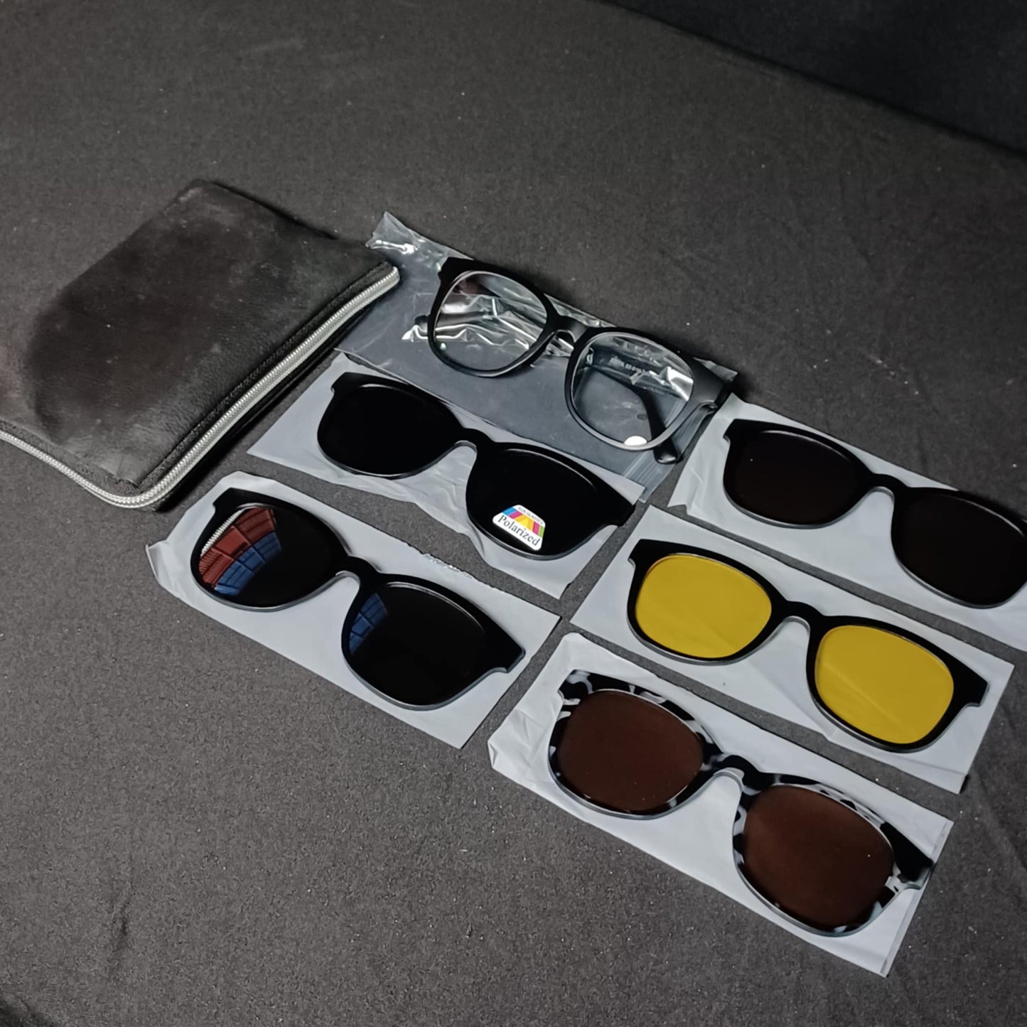 6in1 Magnetic Clip Polarized Sunglasses with Bag 2249A