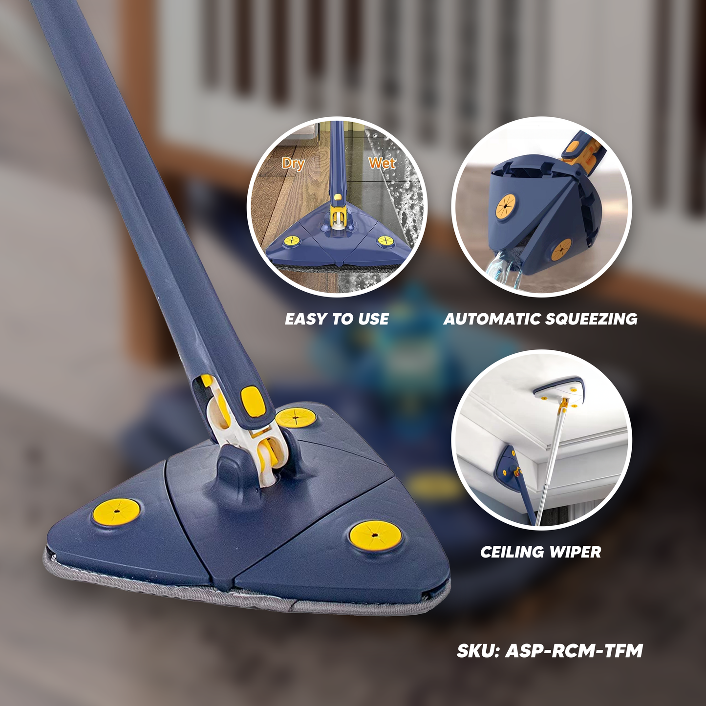 Rotatable Cleaning Mop Triangle Flat Mop