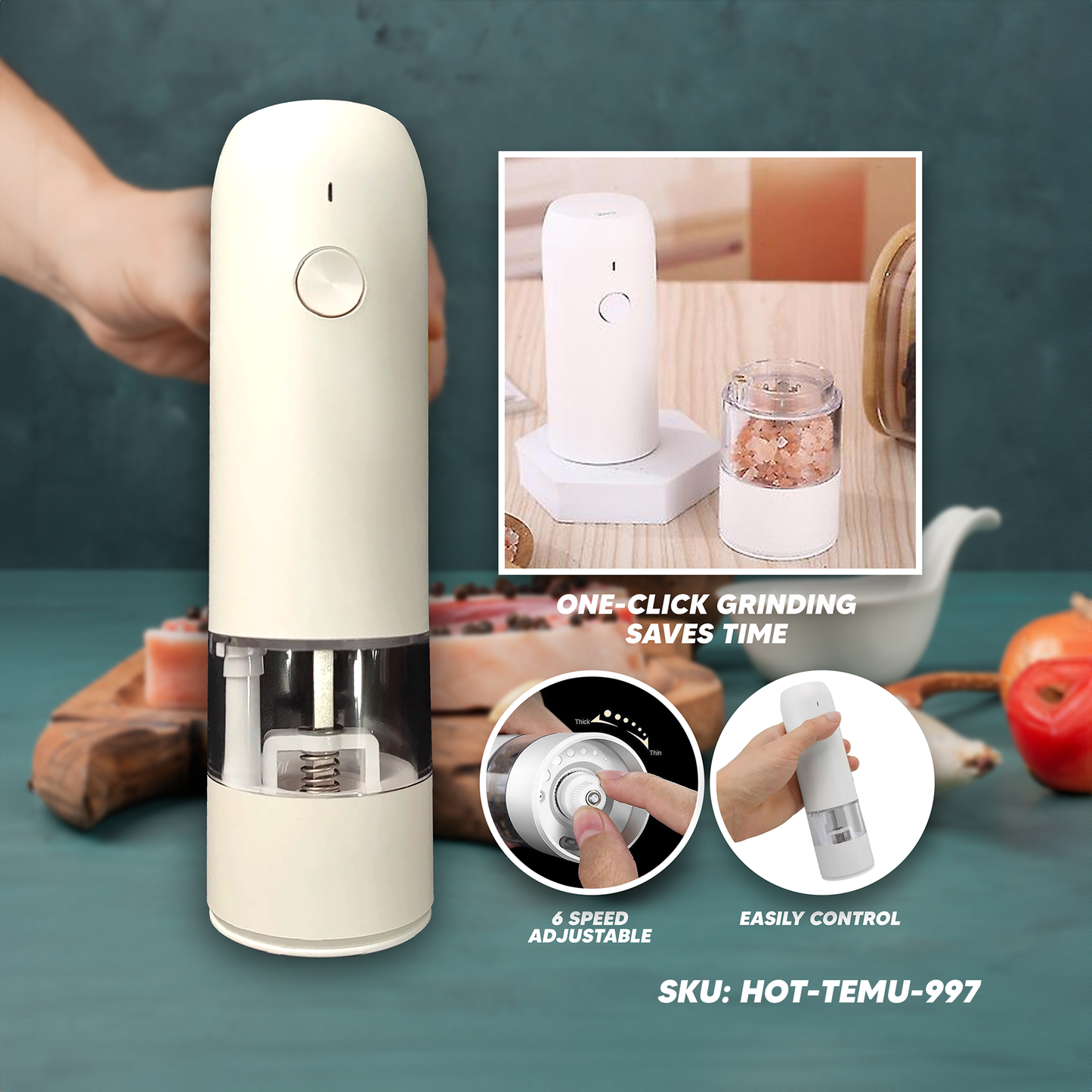 BY800 Electric Grinder USB Rechargeable - Simple White