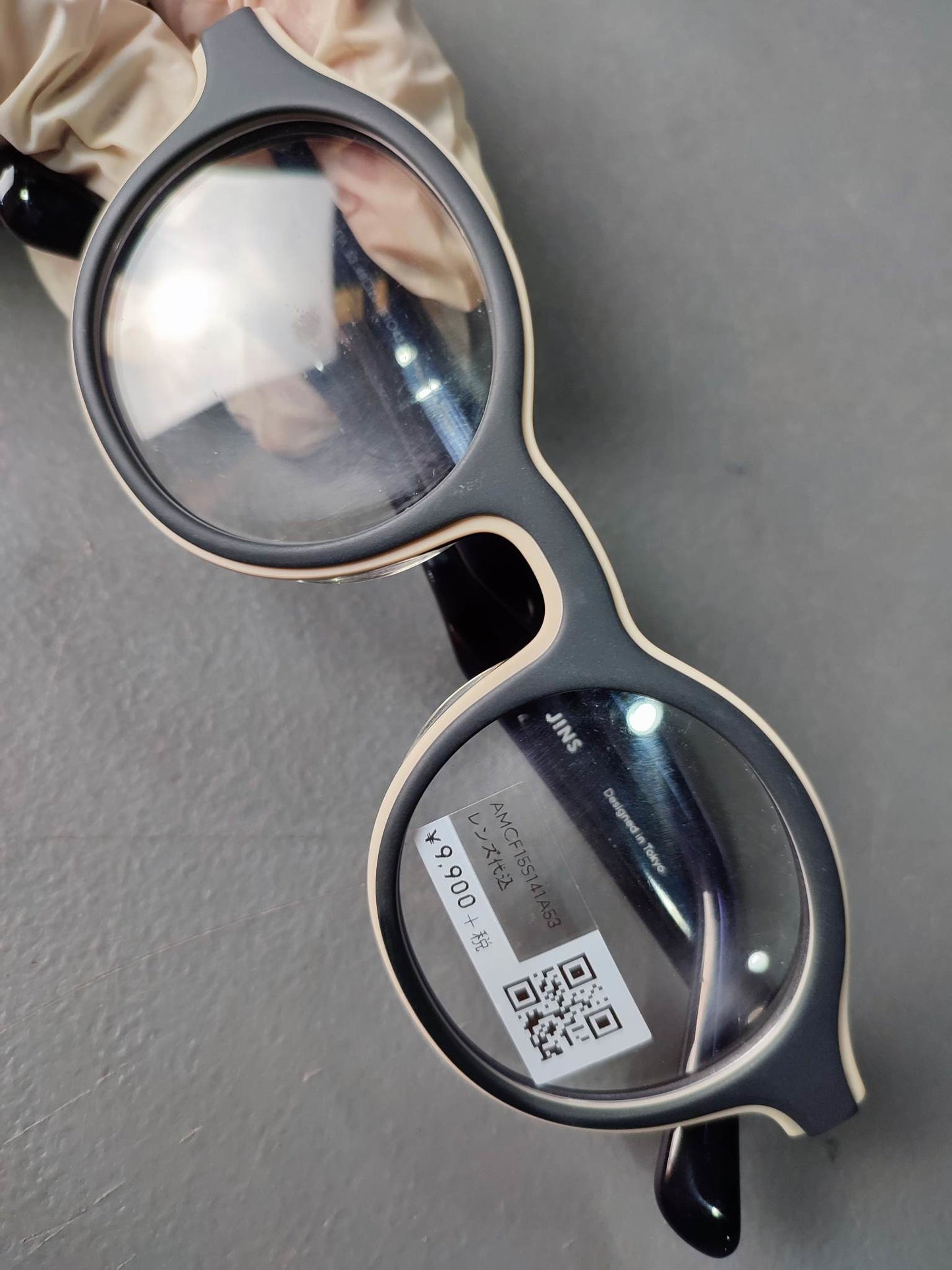 Plastic Frame JINS Matt Black/White (AMCF15S141A53) Eyeglass