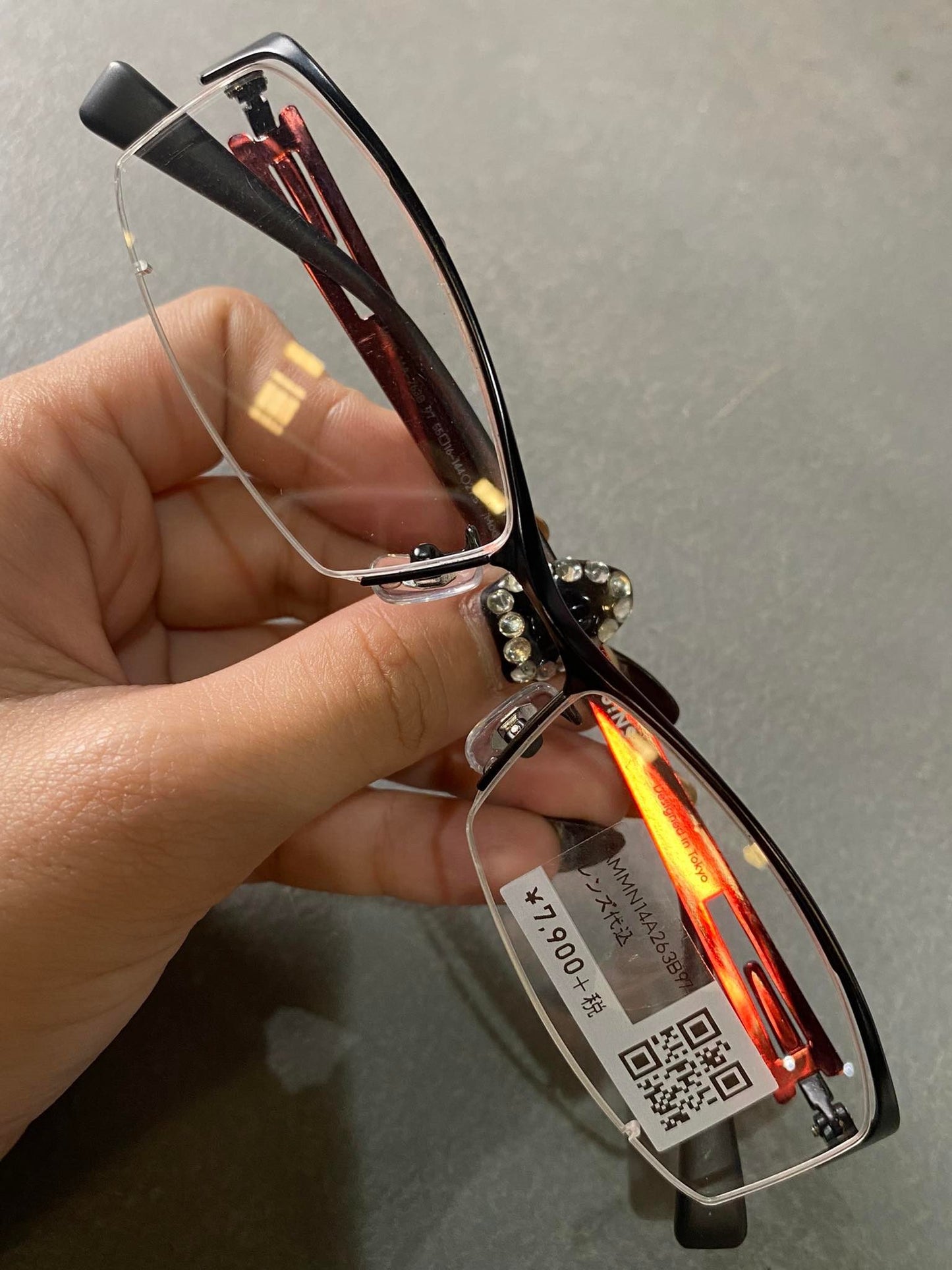 Plastic/Metal Frame Jins Matt Black/Red (AMMN14A263B97) Eyeglass