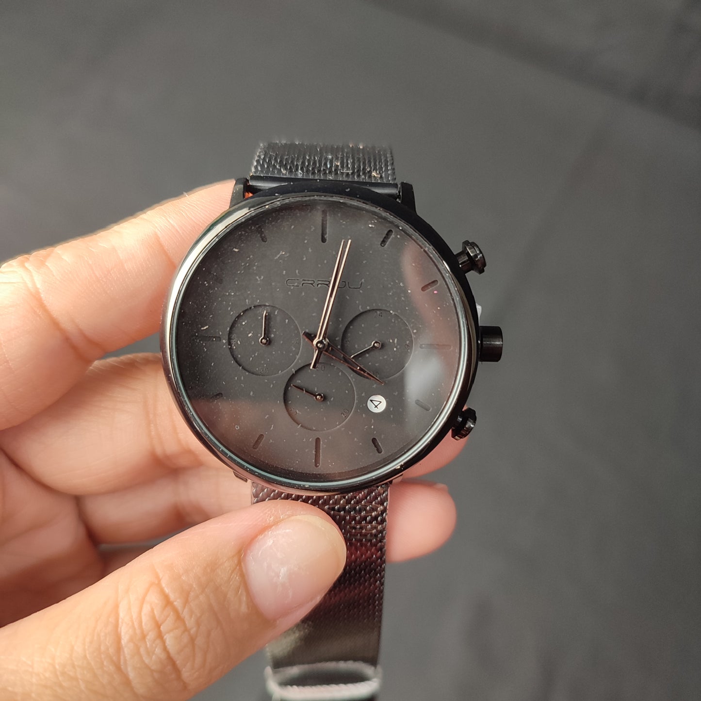 (WM2YHT)Crrju Men's Quartz Watch Waterproof Chronograph Stainless Steel Band