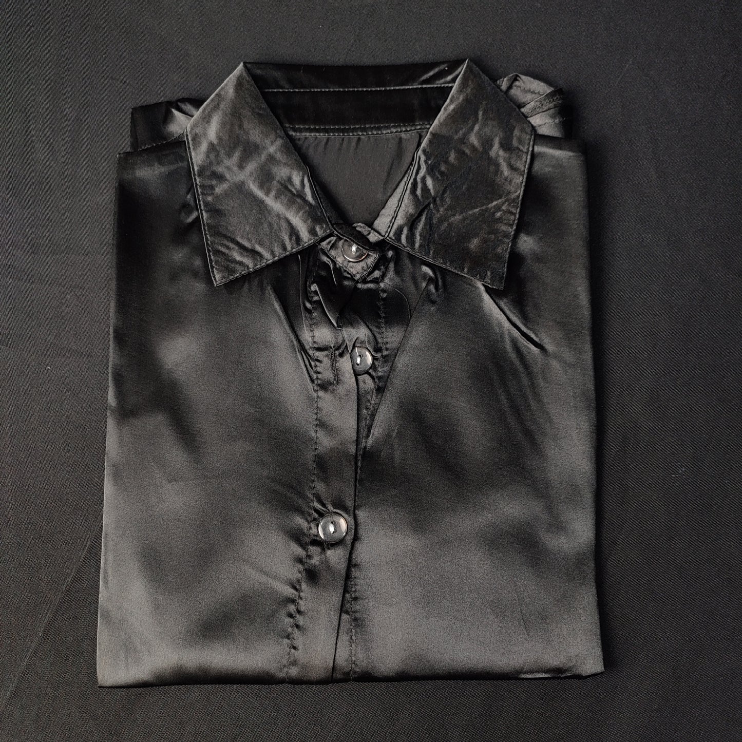(0MSOX)Retro Satin Shirt Female Loose Long-Sleeved Shirt