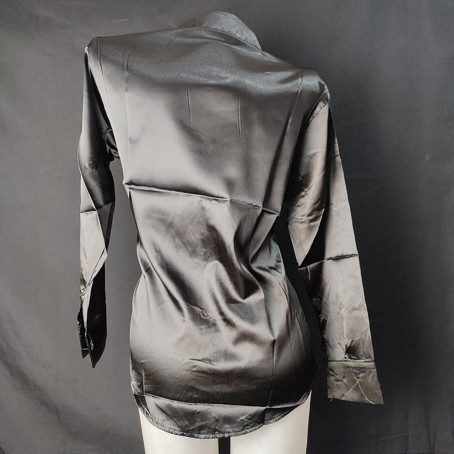 (0MSOX)Retro Satin Shirt Female Loose Long-Sleeved Shirt