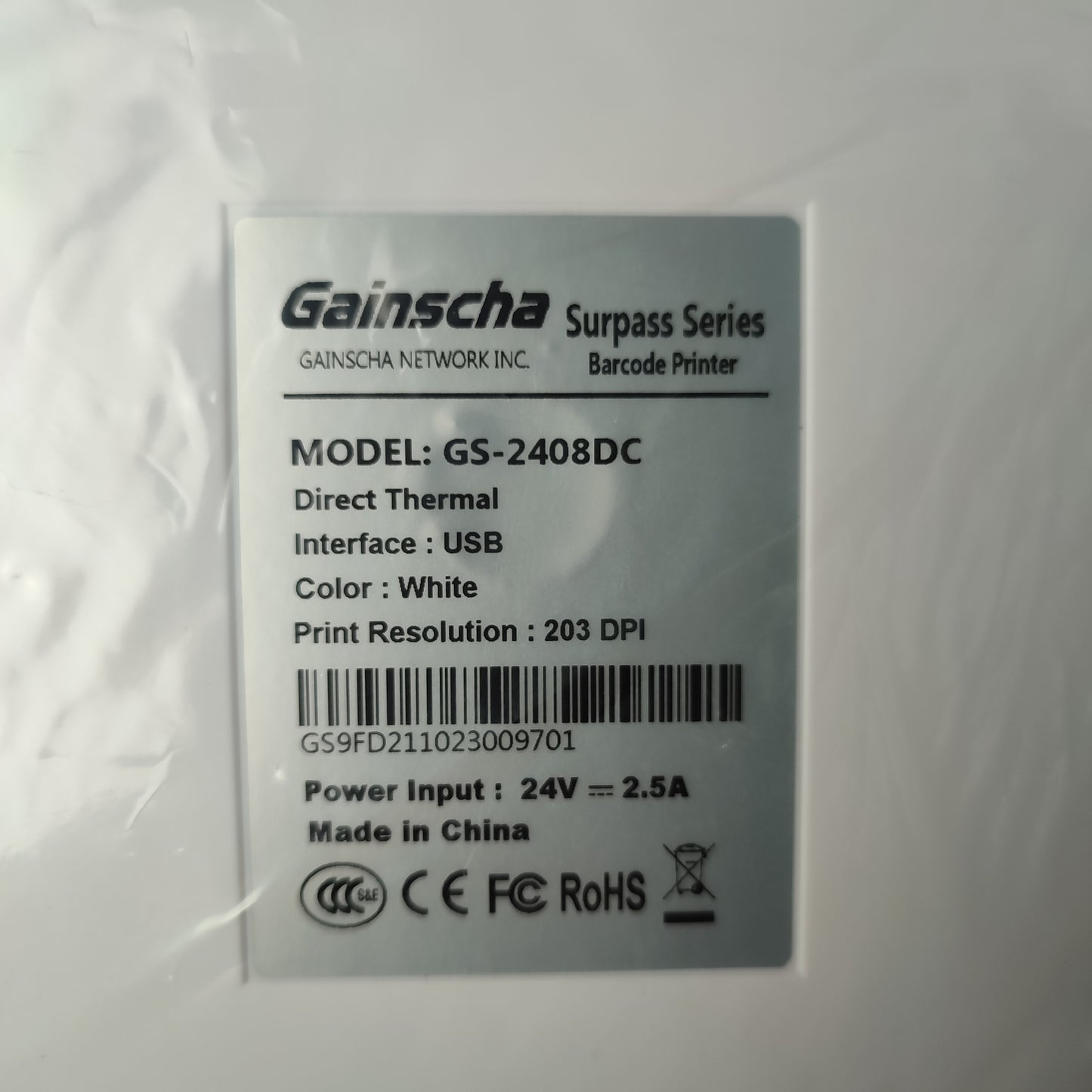 Gainscha Thermal Barcode & Label Printer - GS-2408DC