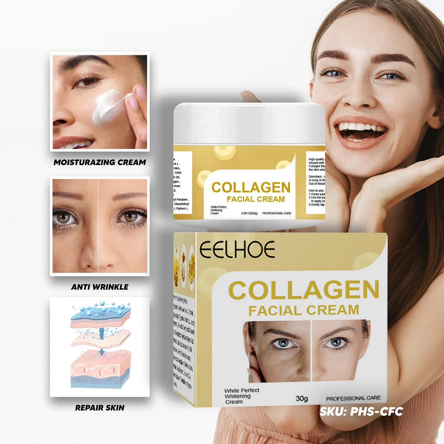 Eelhoe Collagen Facial Cream for Face Hydrating Face Moisturizer Cream