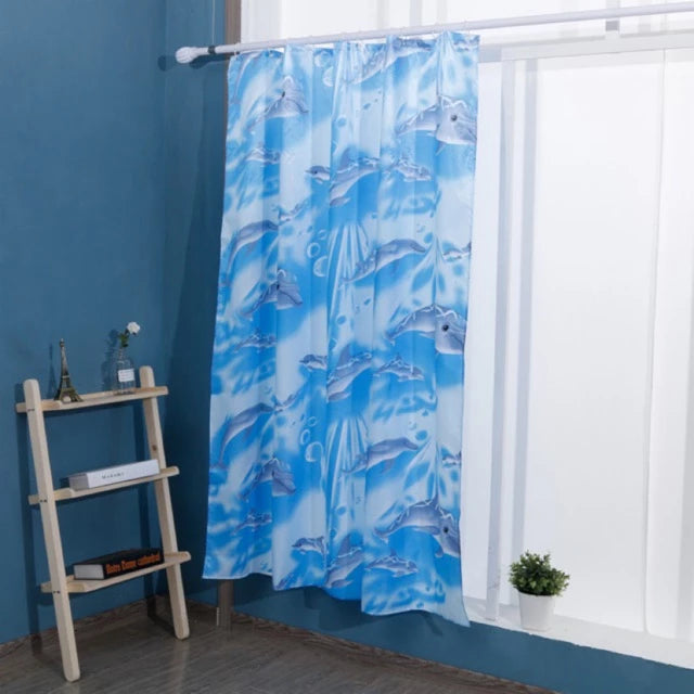 Plastic Peva Waterproof Shower Curtain with Hook (Random Design)