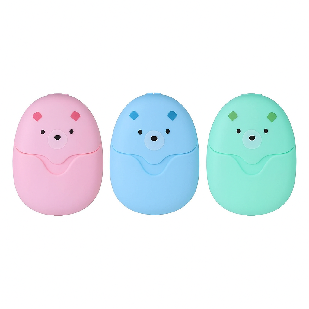 50pcs Disposable Paper Soap Travel Hand Soap with Bear Case
