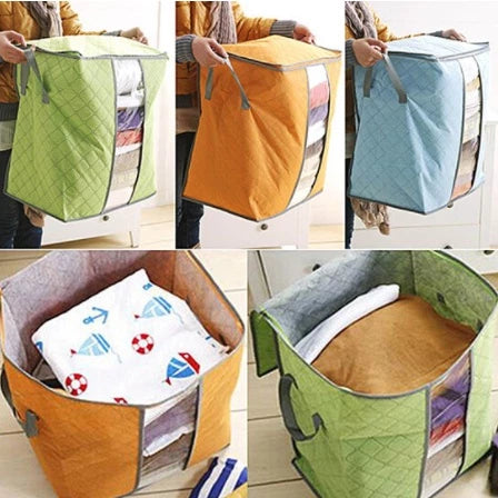Foldable Clothes Pillow Blanket Storage Bag Organizer