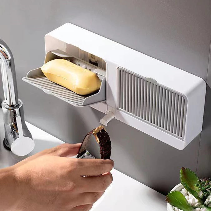 Wall Mounted Double Soap Organizer with Drainer