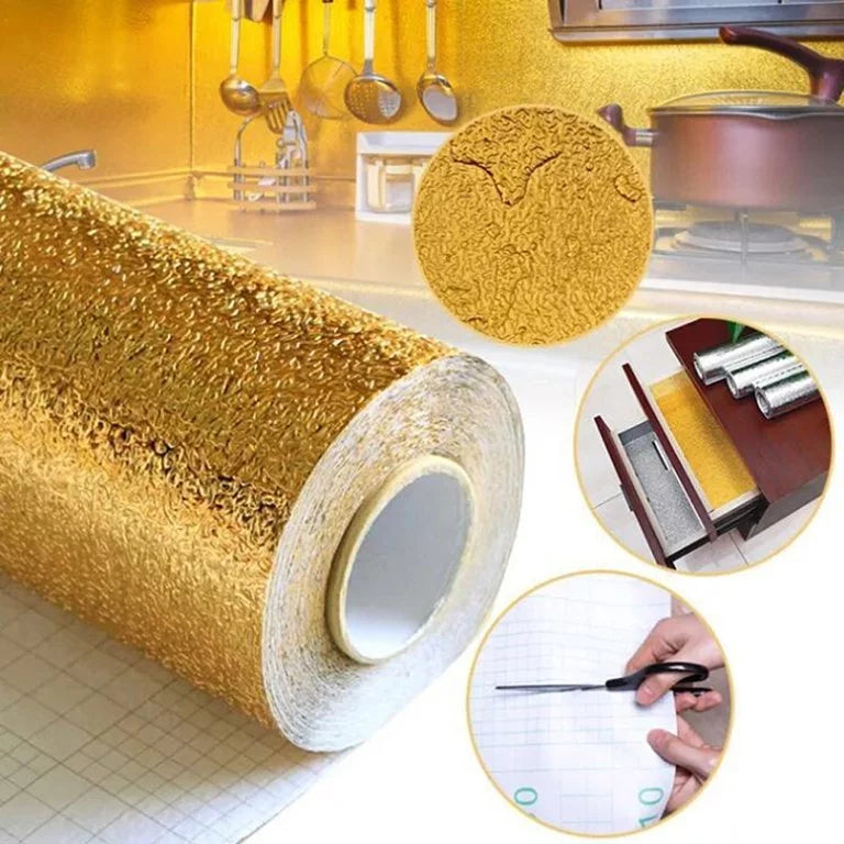 Kitchen Aluminum Foil Stickers Waterproof PVC Self-adhesive Wall Stickers 30cm (Assorted)