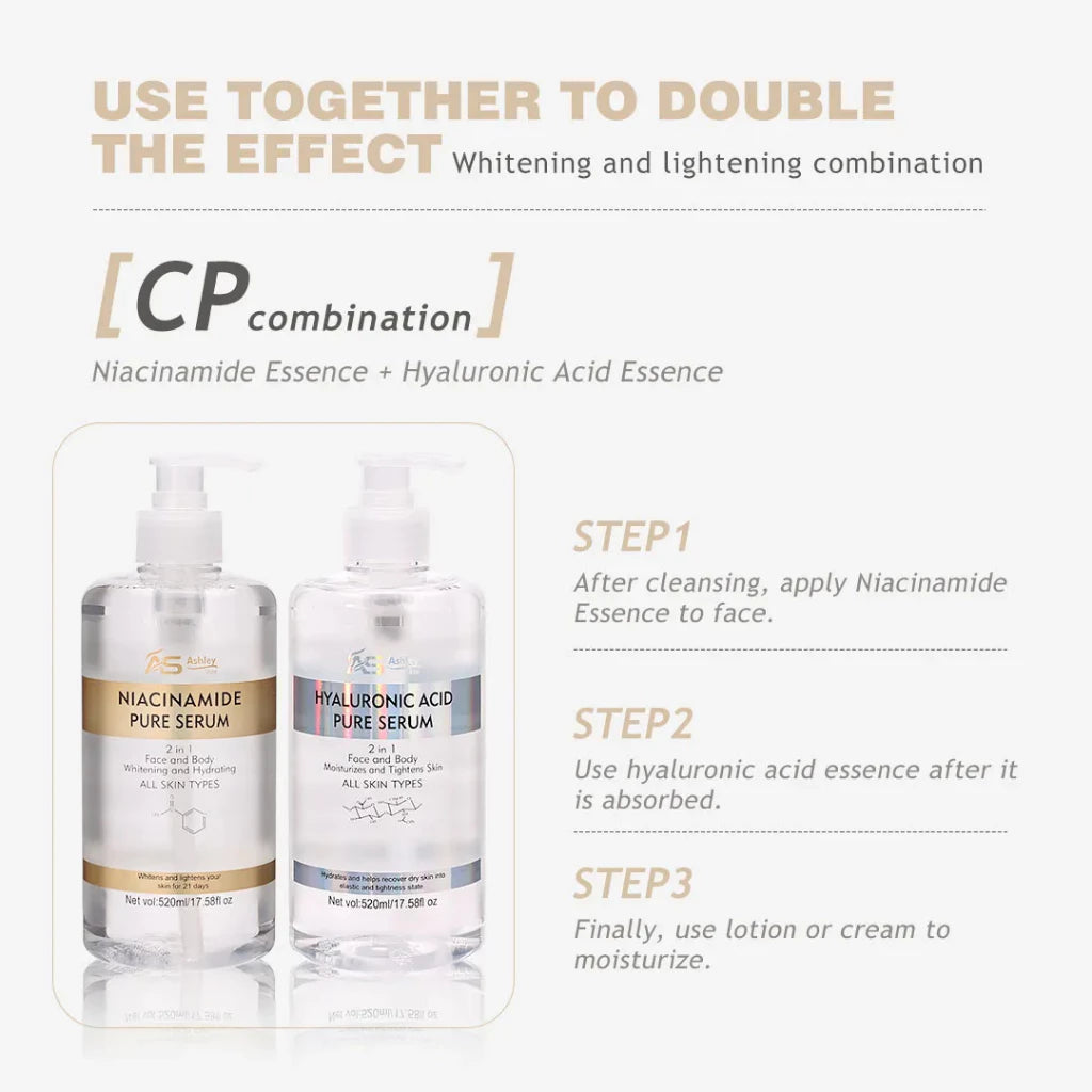 Ashley Shine Niacinamide Pure Serum 2in1 Face and Body Whitening and Hydrating 520ml