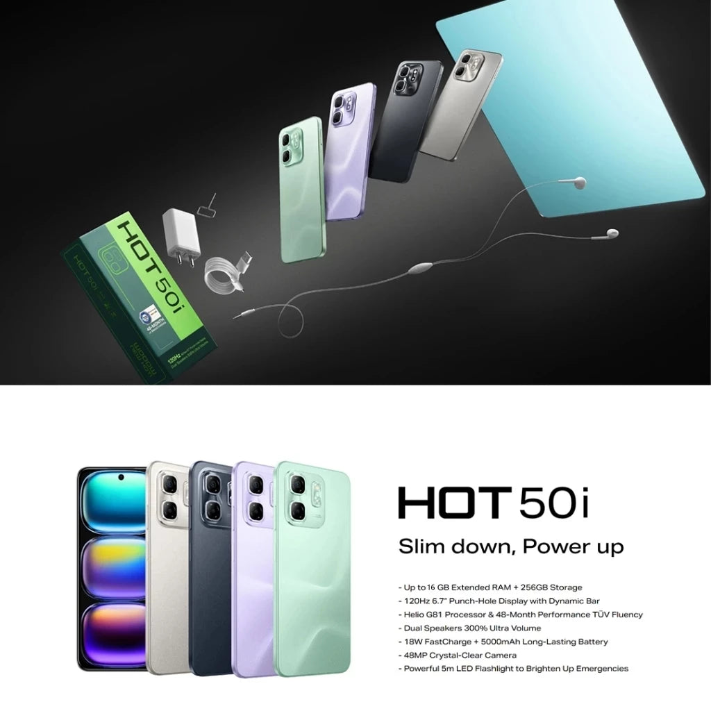 Infinix HOT 50i 120Hz All New 6.7" Punch-Hole Display 5000mAh