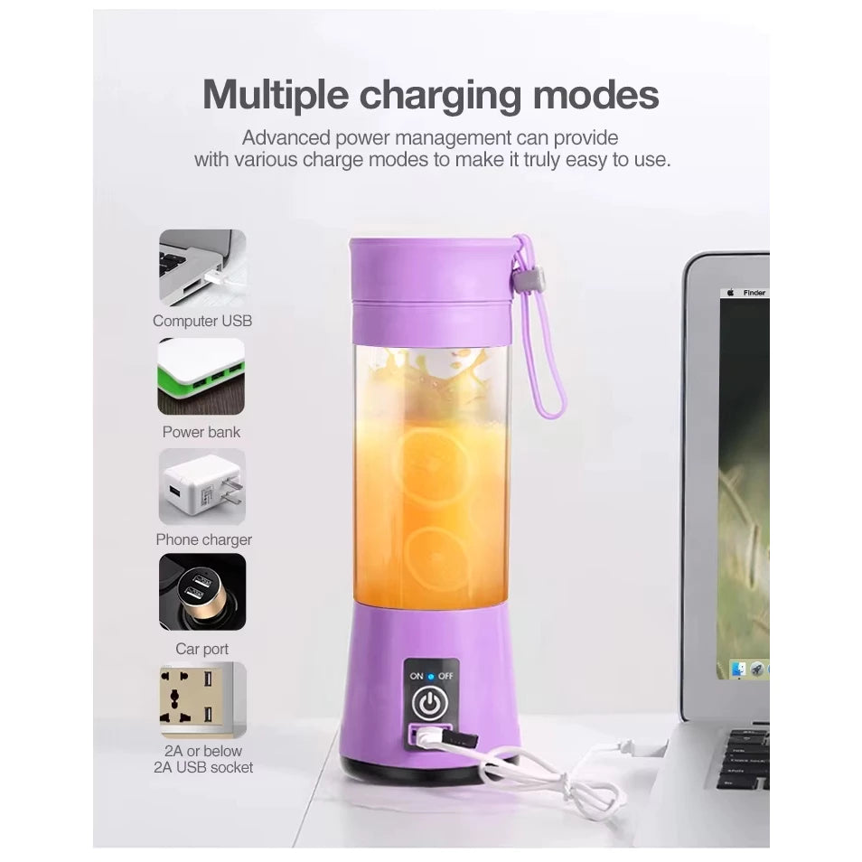 Portable and Rechargeable Battery Juice Blender 380ml HM-03