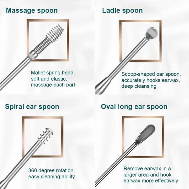 Stainless Steel Ear Cleaning Brush Wax Remover (6pcs Set)