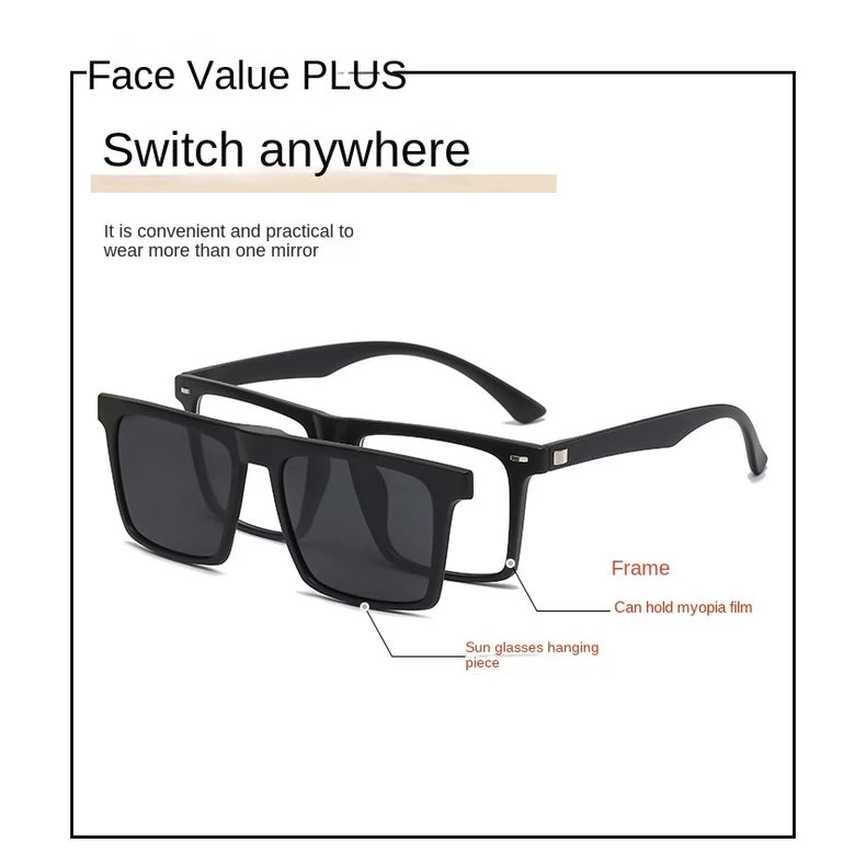 6in1 Magnetic Clip Polarized Sunglasses with Bag 2249A
