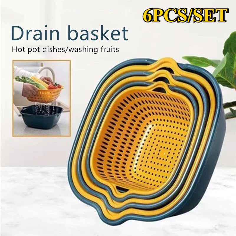 Plastic Vegetable Washing Drain(Set of 6pcs)