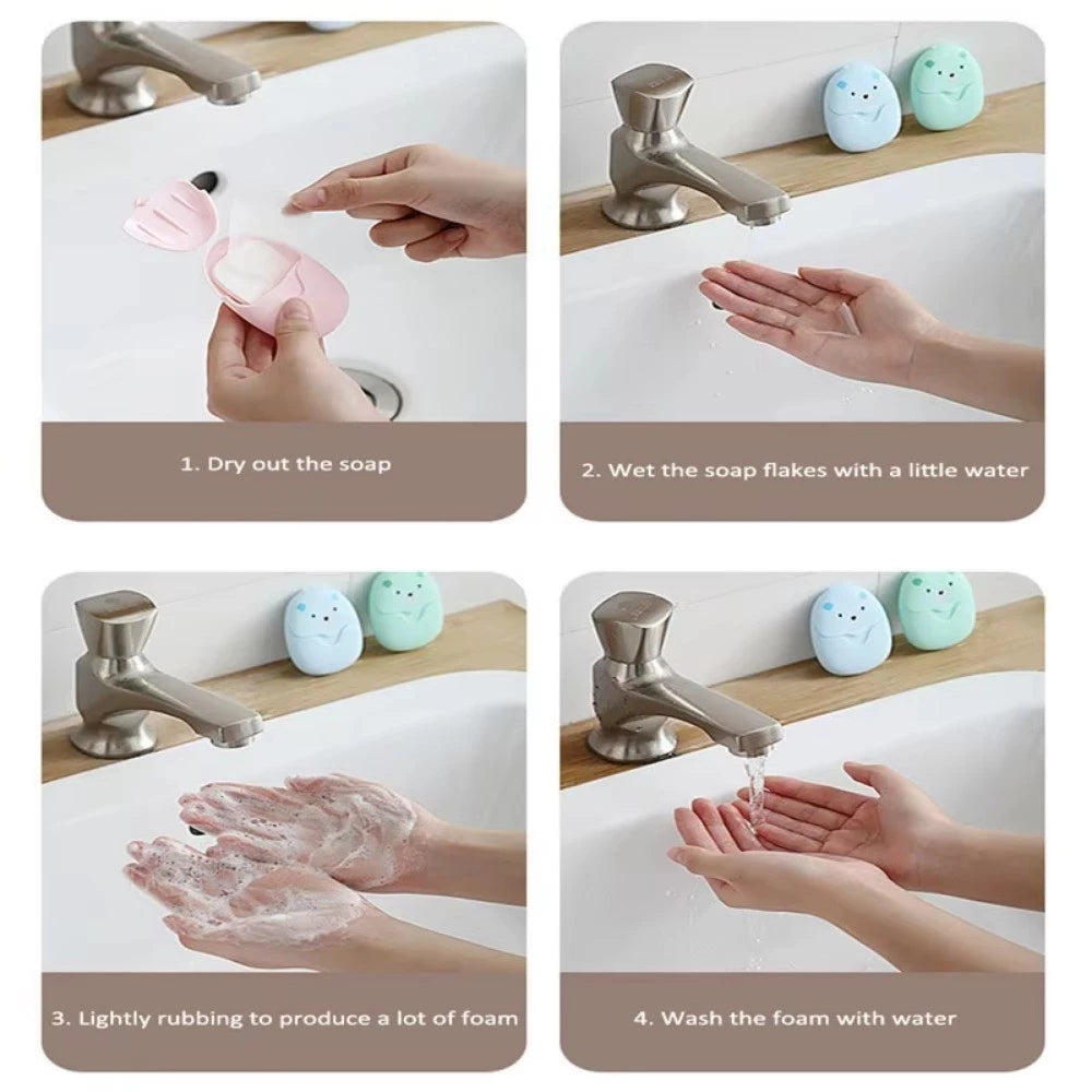 50pcs Disposable Paper Soap Travel Hand Soap with Bear Case