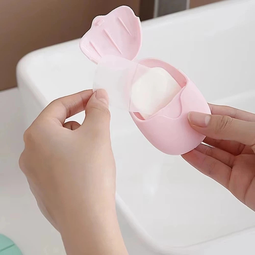 50pcs Disposable Paper Soap Travel Hand Soap with Bear Case