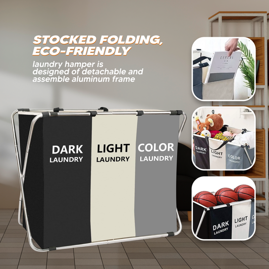 [PO] Foldable Laundry Basket Organizer Waterproof Dirty Clothes Hamper Sorter Basket for Bathroom