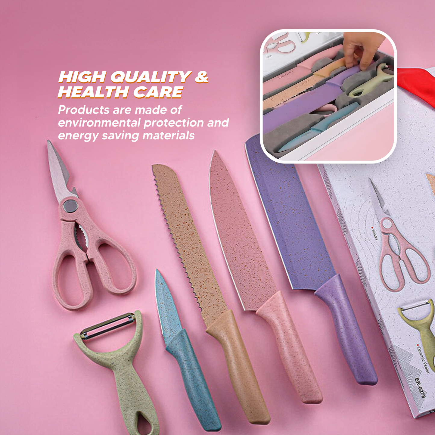 [A1-066] Bali Corrugated Kitchen Knife Set (6pcs Set) ER-0278