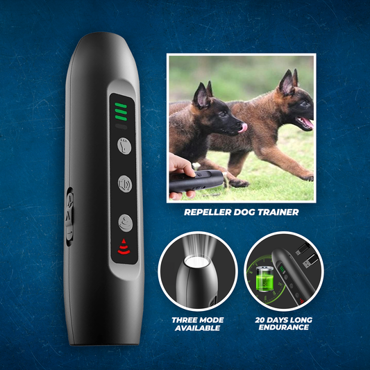 Super Ultrasonic Dog Repeller Dog Trainer- Black